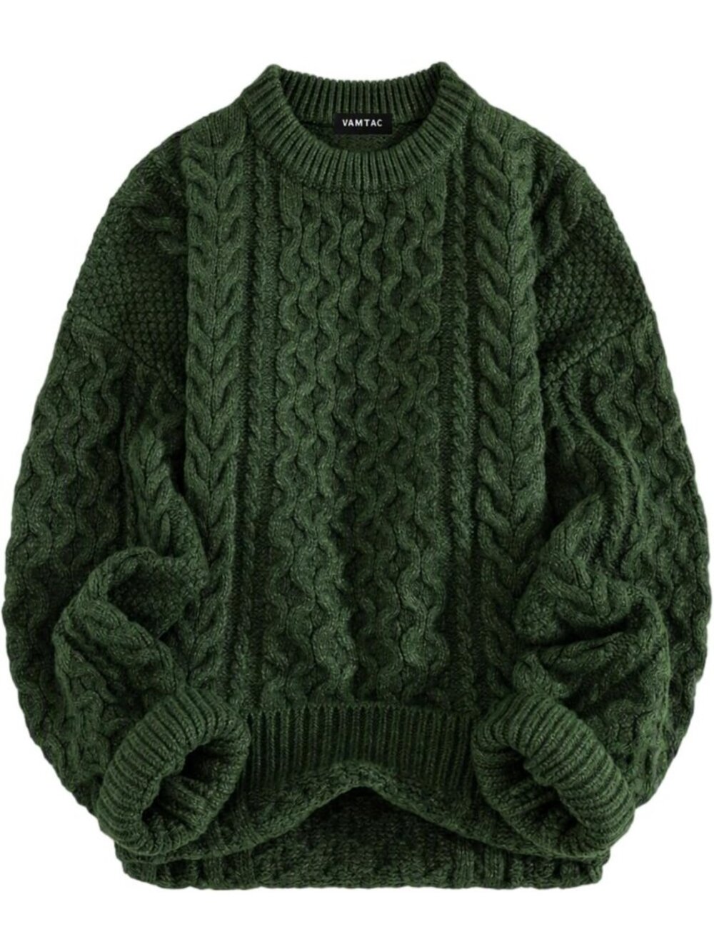 Cozy Oversized Cable Knit Sweater | Ribbed Chunky Crewneck Pullover Top